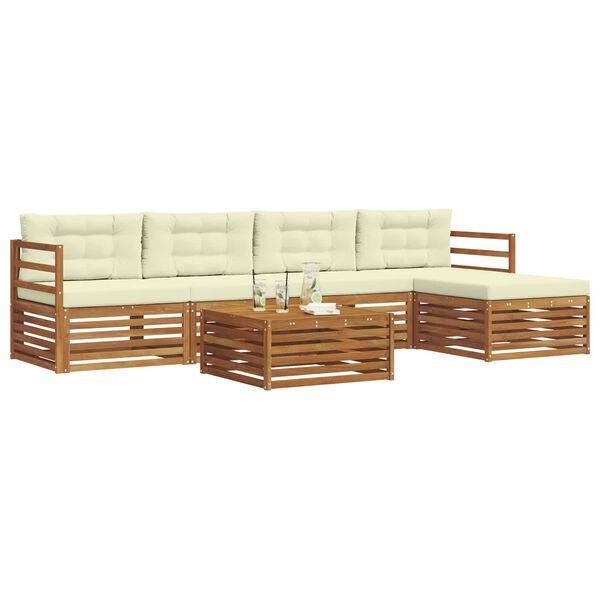 vidaXL V&auml;li diivanikomplekt padjaga 6 pcs Looduslik ja kreem