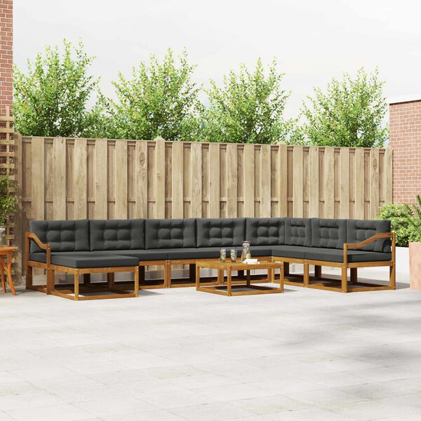 vidaXL V&auml;li diivanikomplekt padjaga 9 pcs Looduslik ja antriit