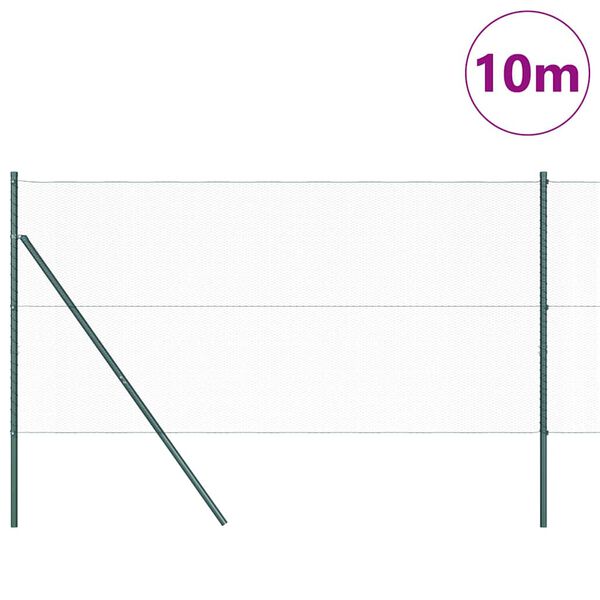 vidaXL Aed koos postidega Roheline 1.4 x 10 m PVC kaetud teras