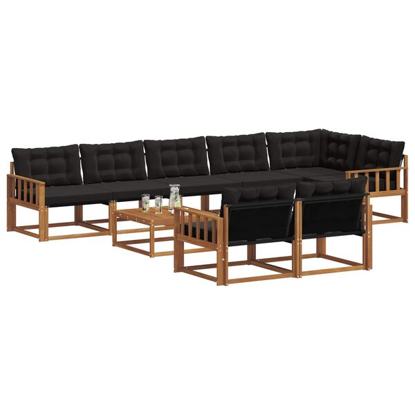 vidaXL V&auml;li diivanikomplekt padjaga 9 pcs Looduslik ja must