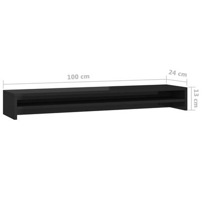 vidaXL monitorialus, must, 100 x 24 x 13 cm, puitlaastplaat