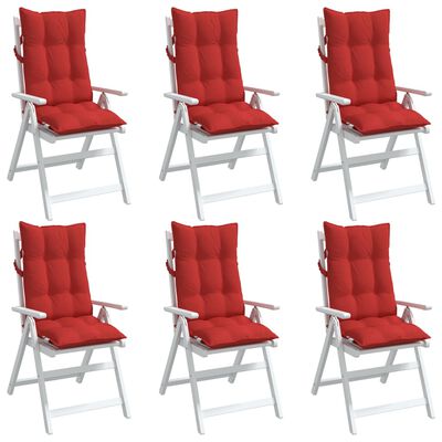 vidaXL kõrge seljatoega toolipadjad 6 tk, punane, oxford kangas