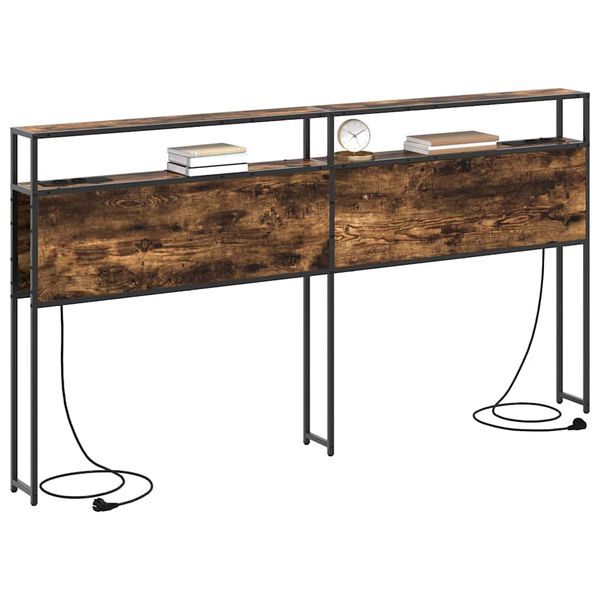 vidaXL Hoiustamispeatoe riiuliga Suitsutatud tamm 200 cm Tehispuit