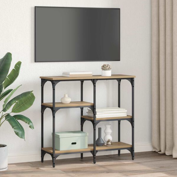 vidaXL Konsoollaud riiuliga K&auml;sit&ouml;&ouml;puu 80 x 29 x 75 cm Tehispuit