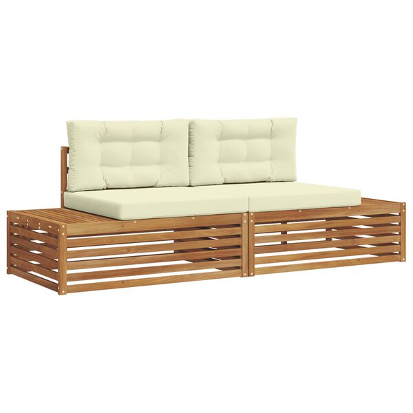 vidaXL V&auml;li diivanikomplekt padjaga 2 T&uuml;kk Looduslik ja kreem