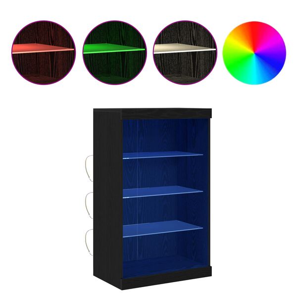 vidaXL LED Kummuti Must tamm 60,5 x 37 x 100 cm Tehispuit