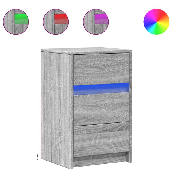 vidaXL öökapid LED-valgustusega, hall Sonoma tamm, tehispuit