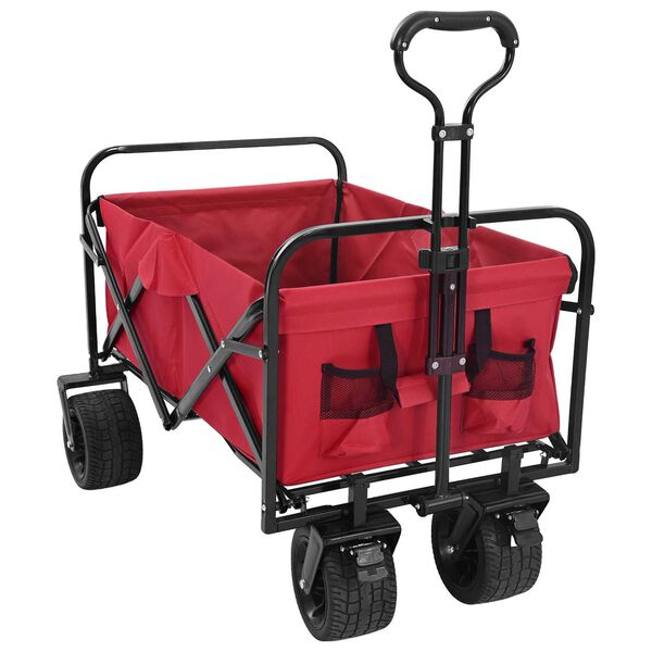vidaXL Kokkuvolditav K&auml;si Trolley Punane 89 x 63 x 96 cm