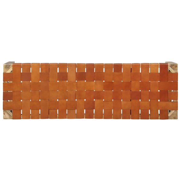 vidaXL pink 110 cm, pruun, nahk ja mangopuit