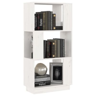 vidaXL raamaturiiul/ruumijagaja, valge, 51x25x101 cm, täismännipuit