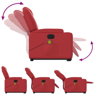 vidaXL elektriline püstitõusmist toetav massaažitool, punane,kunstnahk