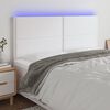 vidaXL LED-voodipeats, valge, 200x5x118/128 cm, kunstnahk