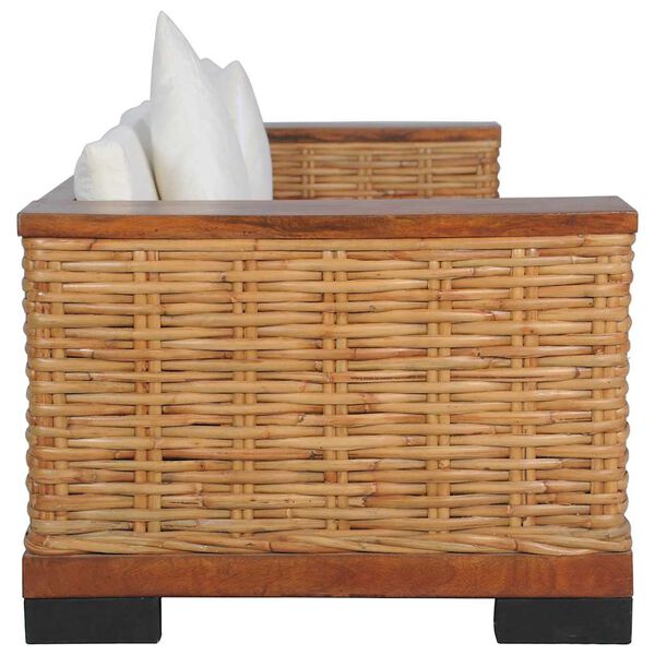 vidaXL 3-kohaline diivan patjadega, pruun, naturaalsest rotangist