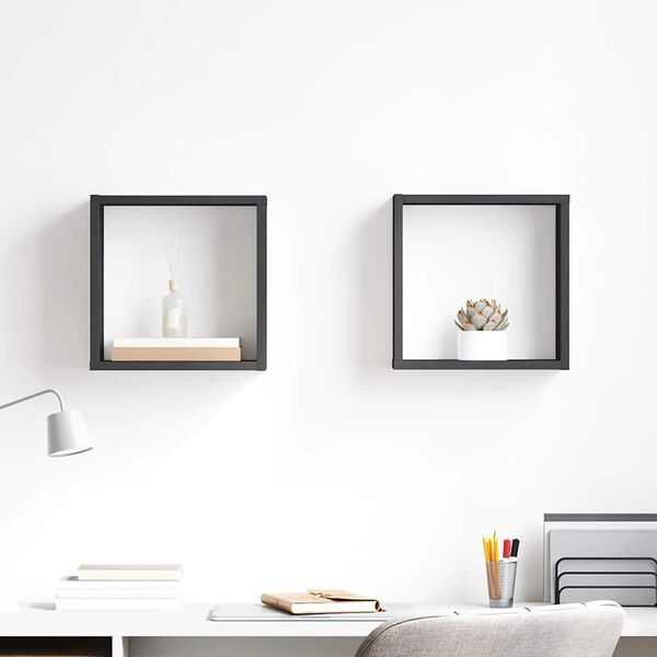 vidaXL kuubikukujulised seinariiulid 2 tk, hall, 30 x 15 x 30 cm