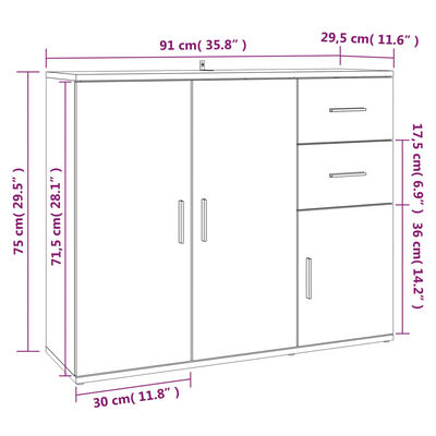 vidaXL puhvetkapp, must, 91 x 29,5 x 75 cm, tehispuit