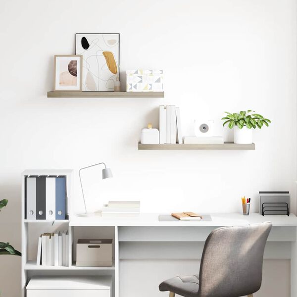 vidaXL seinariiulid, 2 tk, tammev&auml;rvi, 80 x 23,5 x 3,8 cm MDF