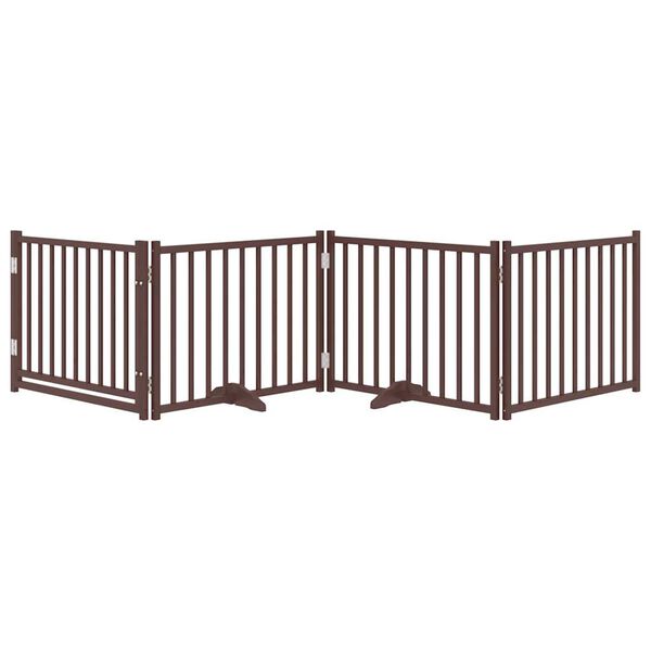 vidaXL kokkupandav koeravärav uksega, 4 paneeli, pruun tamm, 320 cm