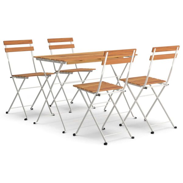 vidaXL 5-osaline kokkupandav bistrookomplekt, akaatsiapuit ja teras