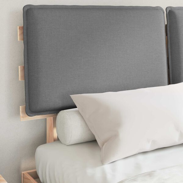 vidaXL Voodiraam Pehme Peatoega peaga Helehall 140 x 190 cm Tahke m&auml;nd