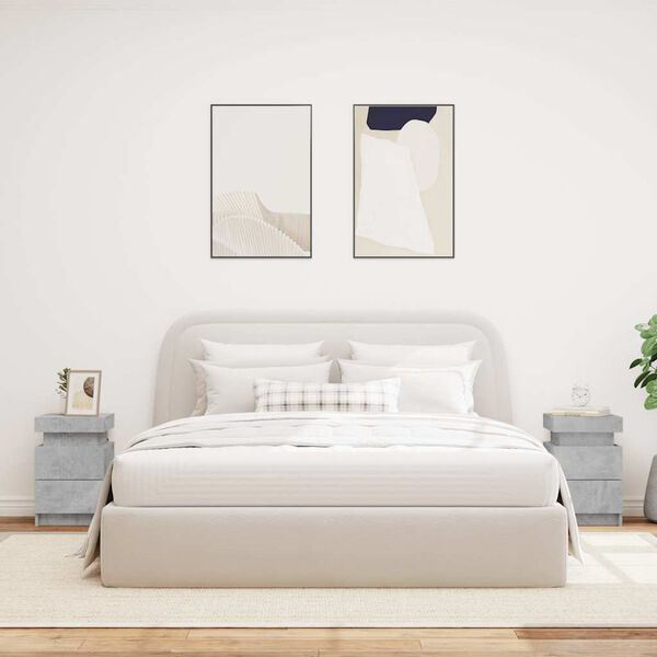 vidaXL öökapid LED-tuledega 2 tk, betoonhall, 35 x 39 x 55 cm