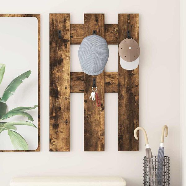 vidaXL Seinale kinnitatav riidepuu Suitsutatud tamm 65 x 3 x 100 cm