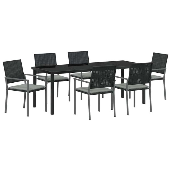 vidaXL Aia s&ouml;&ouml;gilaudade komplekt 7 pcs Must ja heledat hall PE rattan