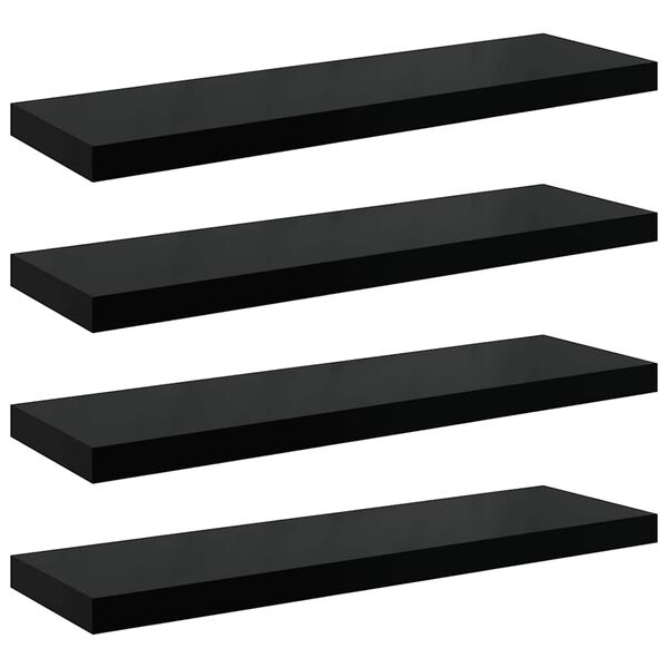 vidaXL seinariiulid, 4 tk, k&otilde;rgl&auml;ikega, must, 90 x 23,5 x 3,8 cm MDF