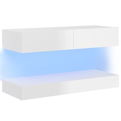 vidaXL telerialus LED-tuledega, kõrgläikega, valge, 90 x 35 cm