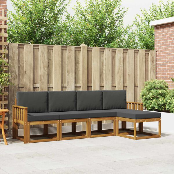 vidaXL V&auml;li diivanikomplekt padjaga 5 pcs Looduslik ja antriit