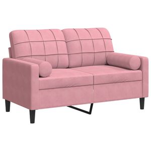 vidaXL 2-kohaline diivan patjadega, roosa, 120 cm, samet