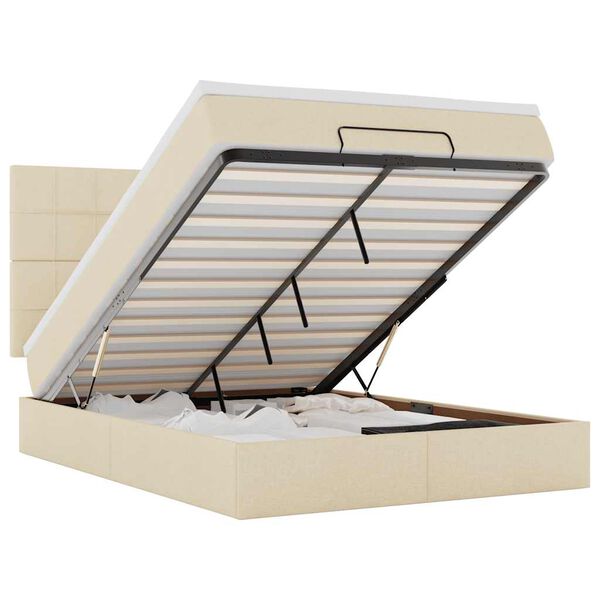 vidaXL ottomani voodi madratsiga, kreemjas, 140x200 cm, kangas