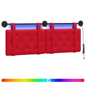 vidaXL Rippuv voodipeats LED-valgustusega Punane Kunstnahk