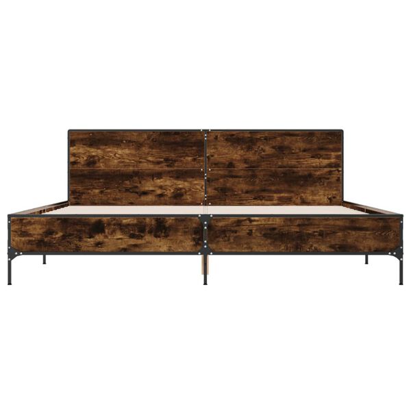 vidaXL voodiraam, suitsutatud tamm, 180 x 200 cm, tehispuit ja metall