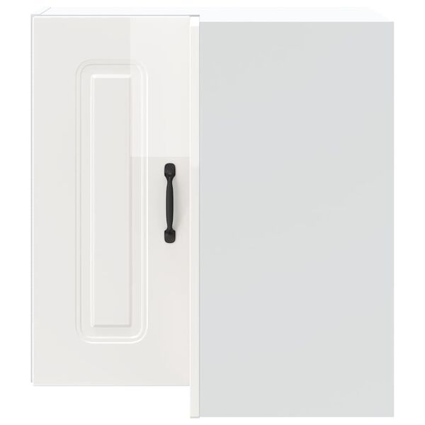 vidaXL K&ouml;&ouml;giseina nurgakapp, Kalmar, k&otilde;rgl&auml;ikega valge, tehispuit