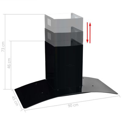 vidaXL seina pliidikubu roostevaba teras 756 m³/h 90 cm must