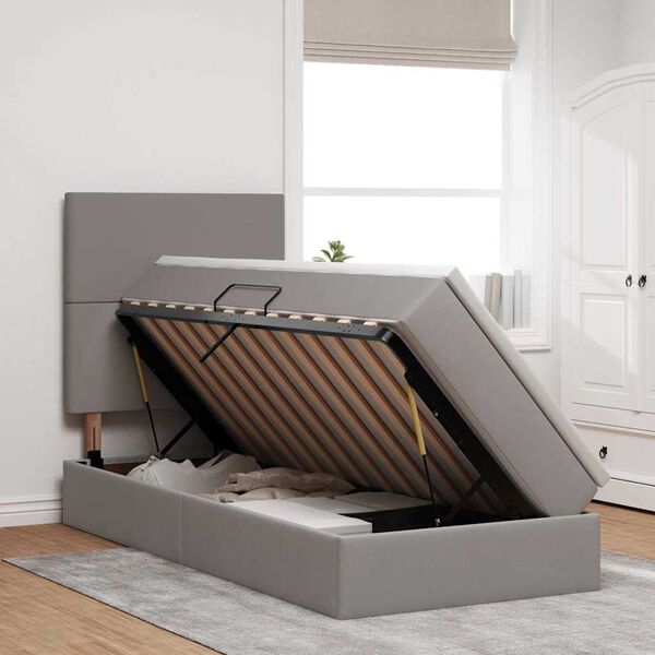 vidaXL Voodi hoiukohaga ja madratsiga peaga Pruunikashall 90 x 190 cm