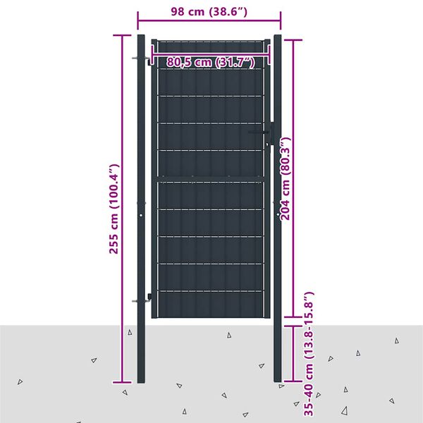 vidaXL aiav&auml;rav, PVC ja teras, 100 x 204 cm, antratsiithall
