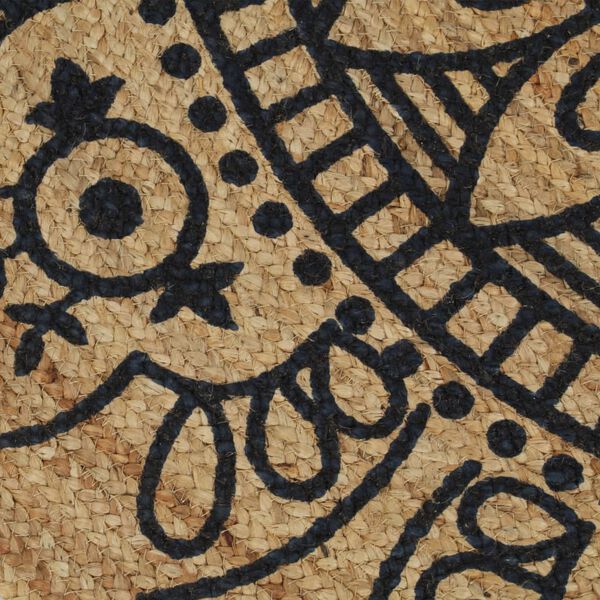 vidaXL käsitsi valmistatud džuutvaip tumesinise mustriga, 150 cm