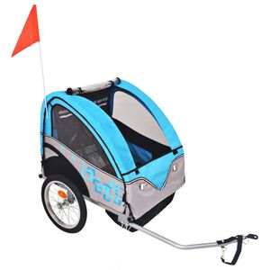 vidaXL laste jalgrattahaagis hall ja sinine, 30 kg