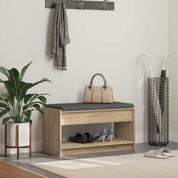 vidaXL Hallipink padjaga riiuliga Sonoma tamm 83 x 38 x 45 cm