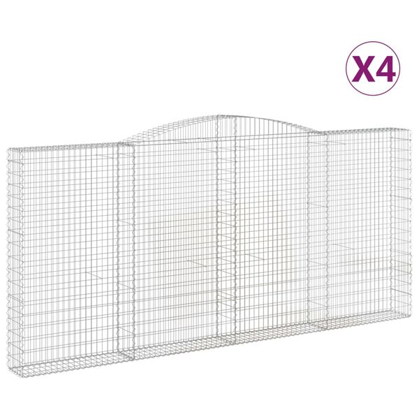 vidaXL kaarekujulised gabioonkorvid 4 tk, 400x30x180/200 cm, raud