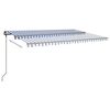 vidaXL automaatne varikatus, LED, tuuleandur, 6x3,5 m, sinine/valge