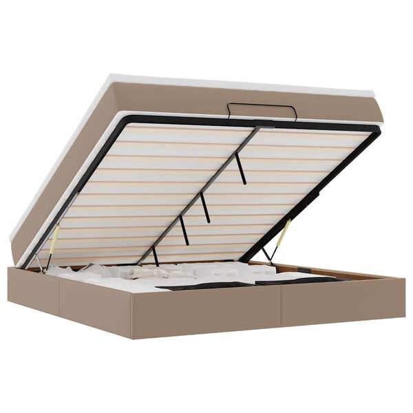 vidaXL Ottomani voodiraam madratsiga, cappuccino, 180x200cm, kunstnahk
