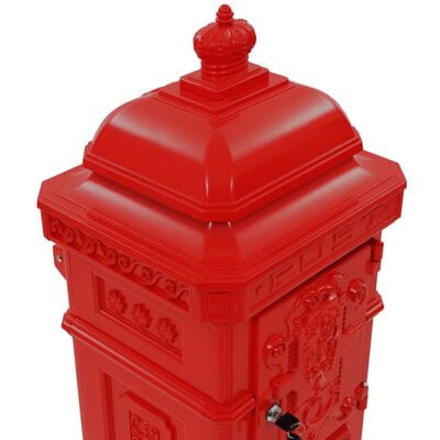 vidaXL sambakujuline vanaaegne postkast, roostekindel, punane
