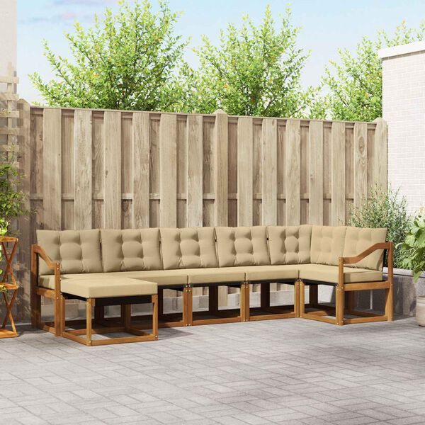 vidaXL V&auml;li diivanikomplekt padjaga 7 pcs Looduslik ja beež