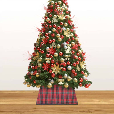 vidaXL jõulupuu seelik, punane ja must, 48x48x25 cm