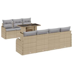 vidaXL Aia Diivanikomplekt padjaga padjaga 8 pcs Beež Pol&uuml; Rattan