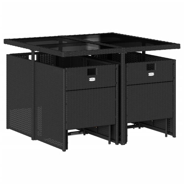 vidaXL 9-osaline aiamööbli komplekt patjadega, must, polürotang
