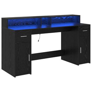 vidaXL Laud sahtliga uksega Must tamm 160 x 55 x 91 cm Tehispuit
