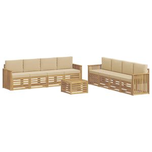 vidaXL Diivanikomplektid 9 pcs Valge ja Beez 59 x 59 x 37 cm Pol&uuml;ester